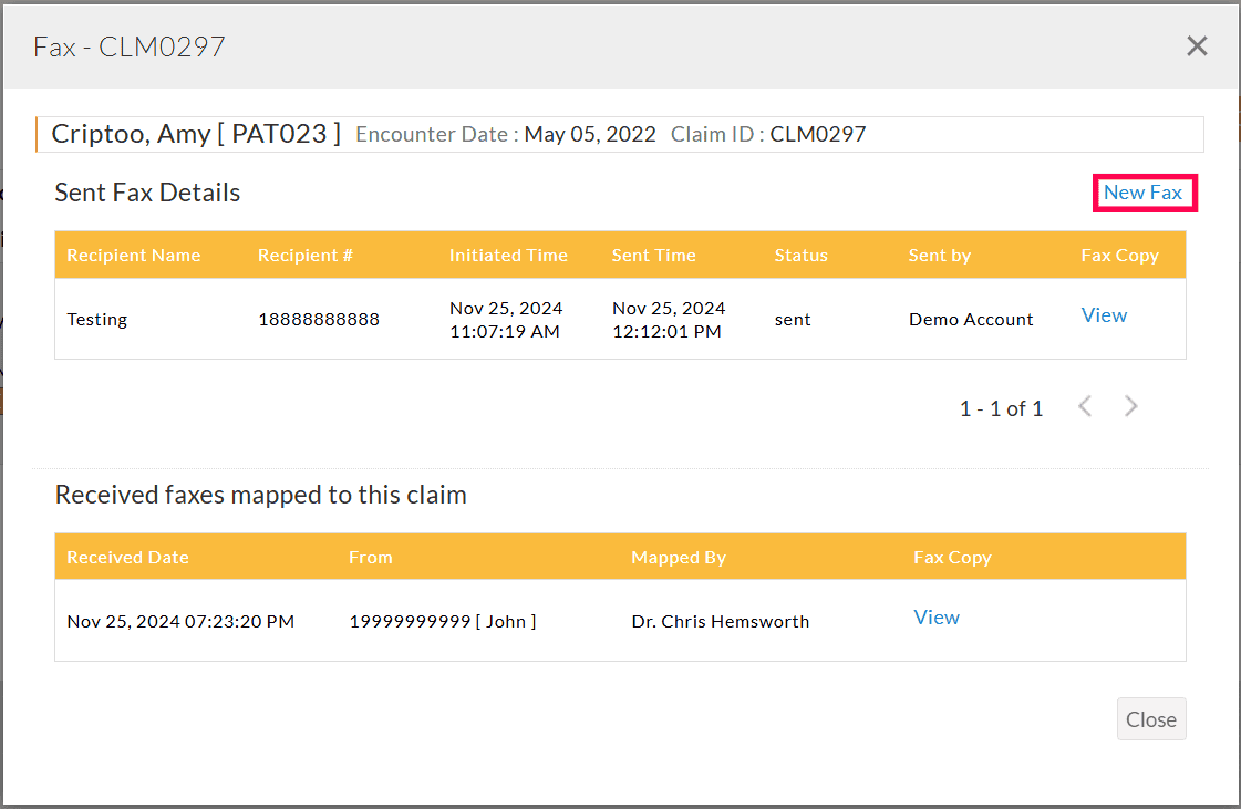 New Fax Option New Fax Option