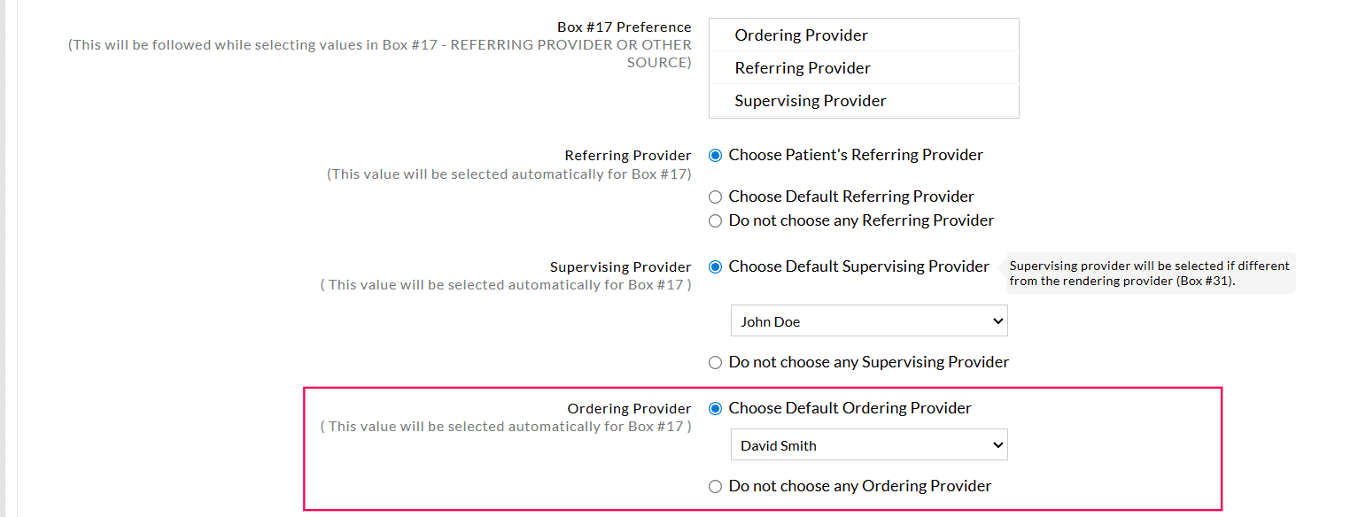 Ordering Provider