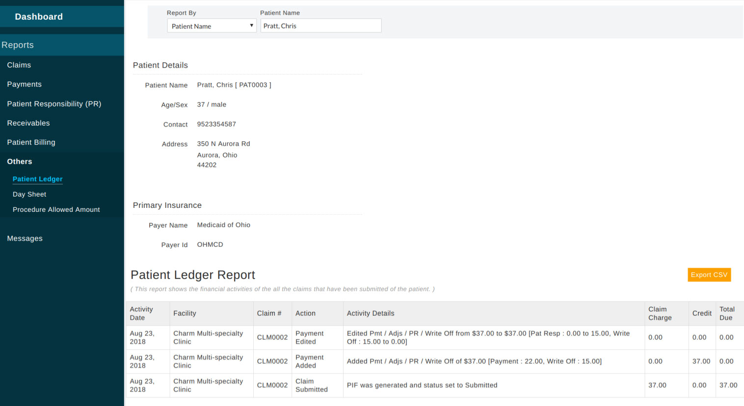 Patient Ledger Report Patient Ledger Report