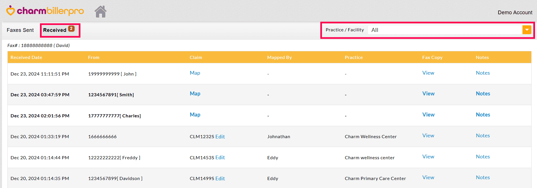 Received Faxes Received Faxes