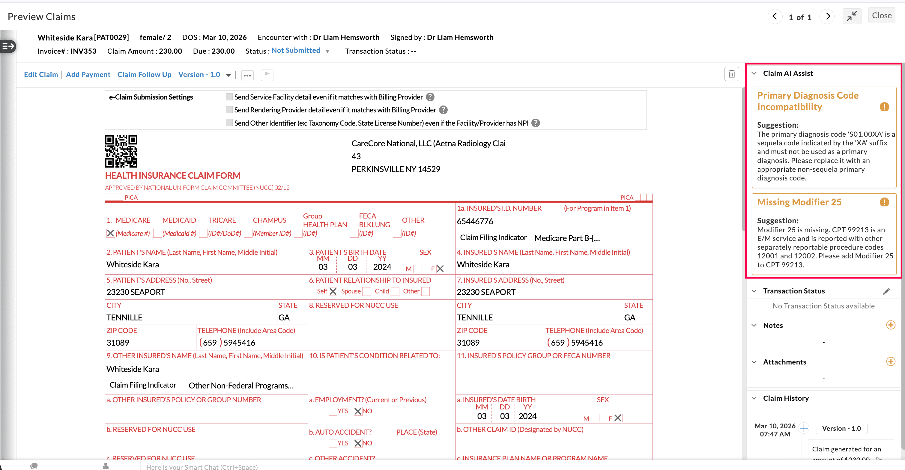 AI Claim Validation Suggestion