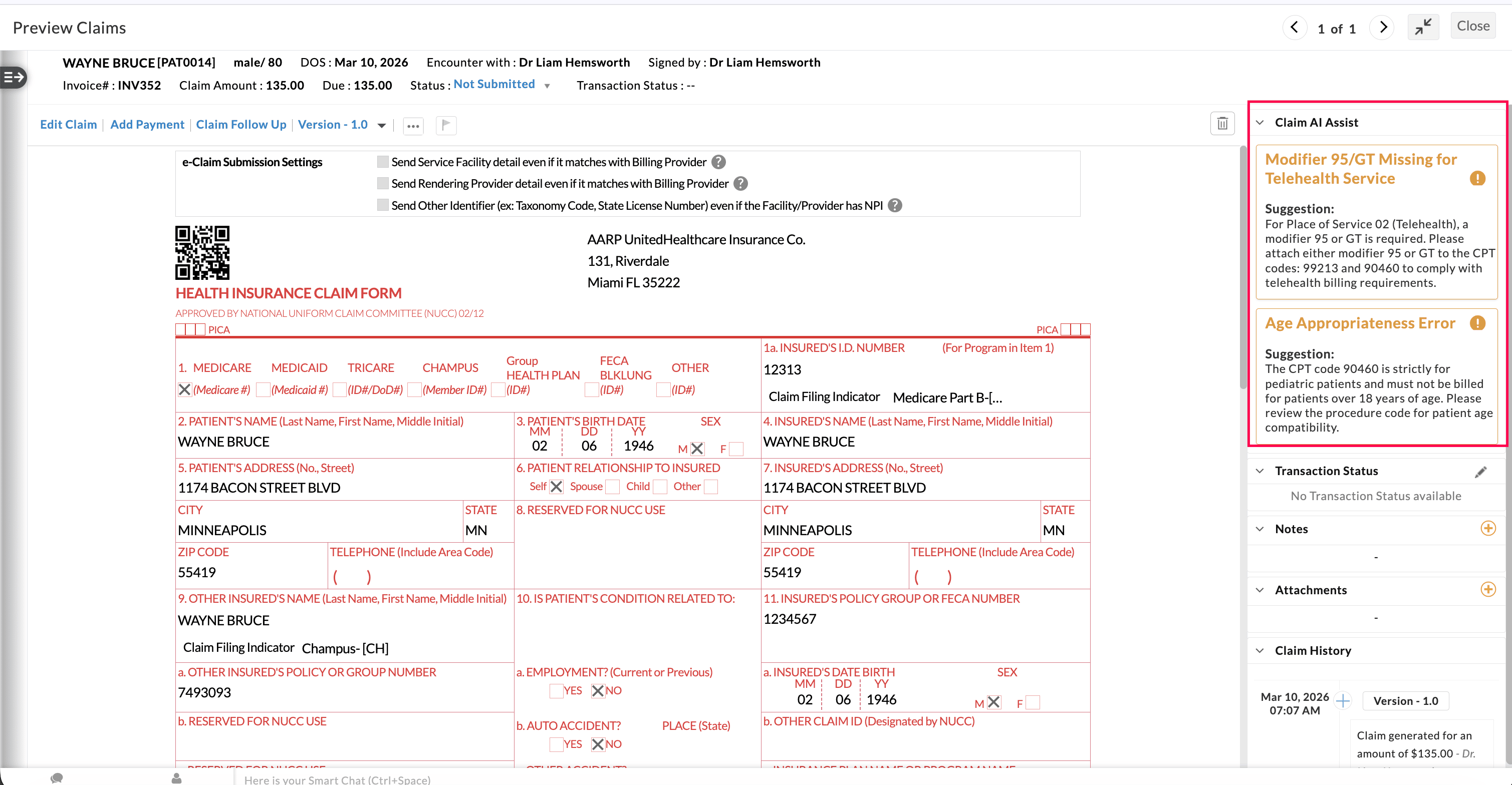 AI Claim Validation Suggestion