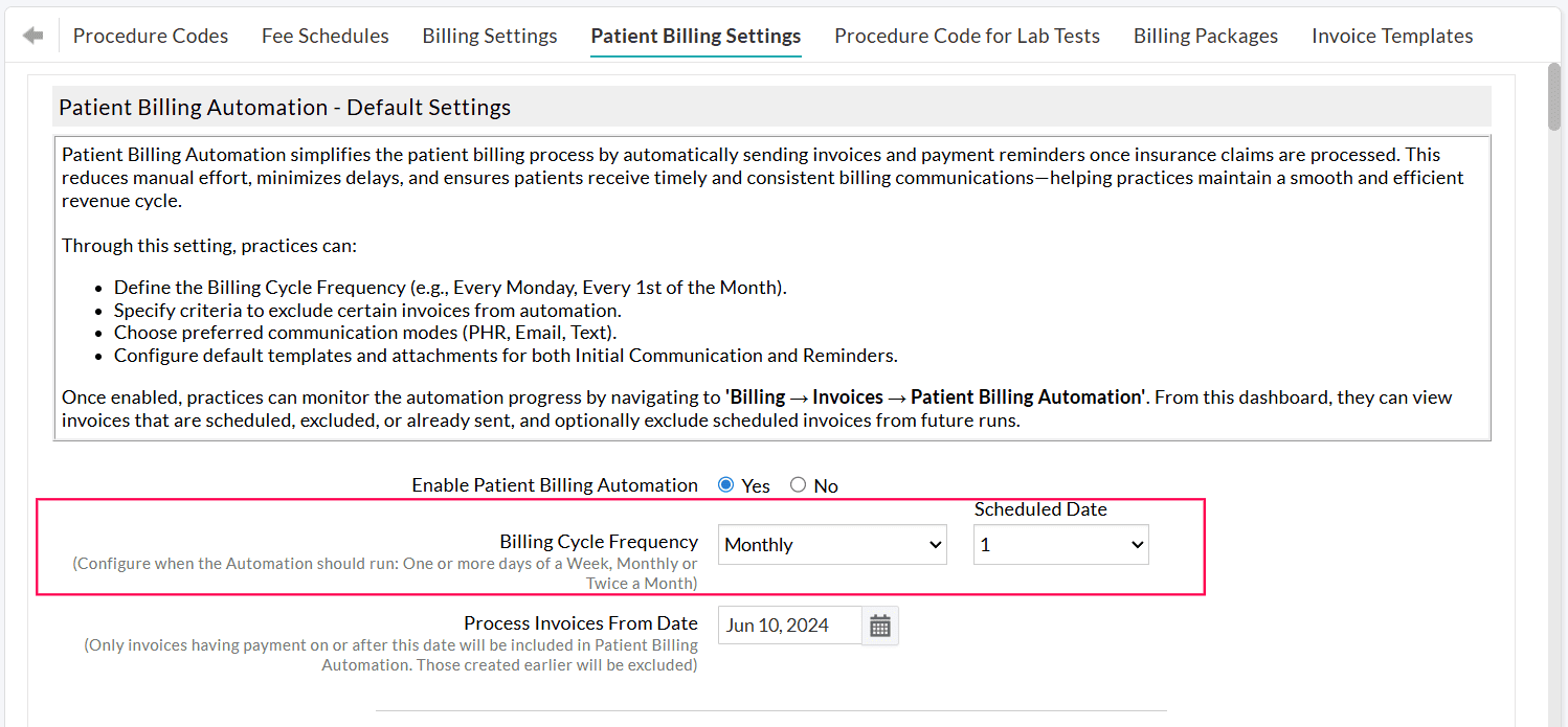 Billing Cycle Freq Monthly