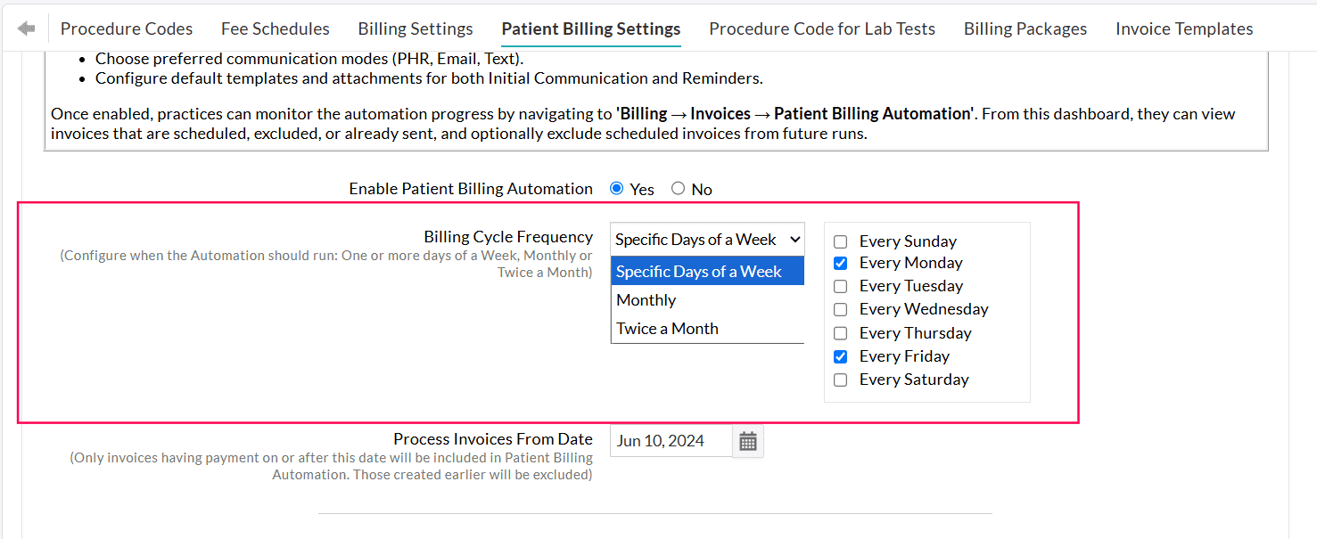 Billing Cycle Frequency