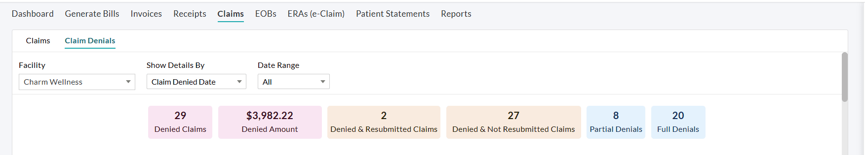 Claim Denials Watchlist