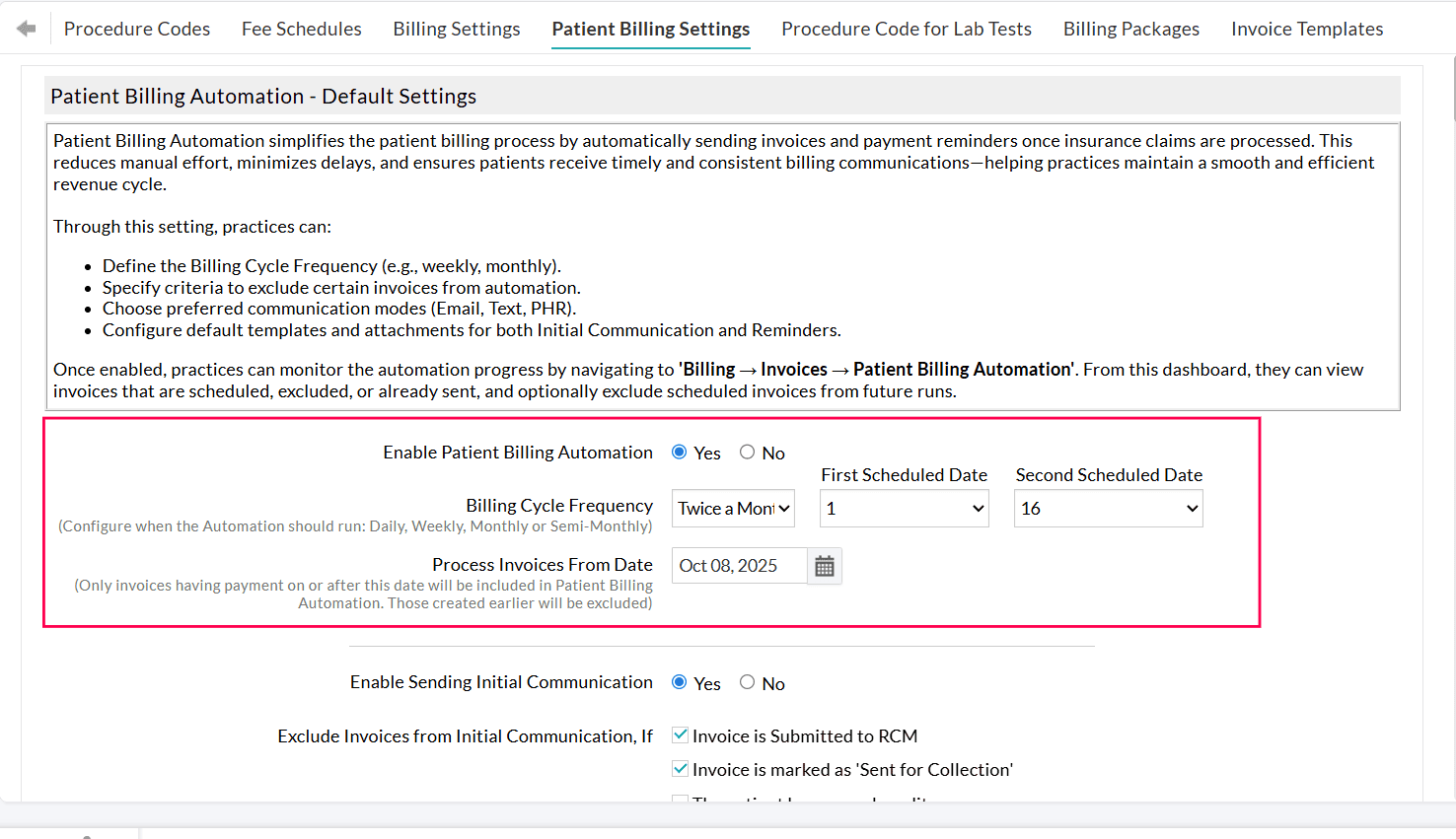 Enable Patient Billing Automation Enable Patient Billing Automation