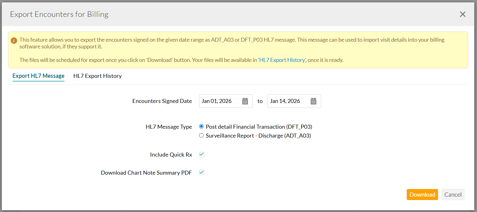 Export Encounter for Billing