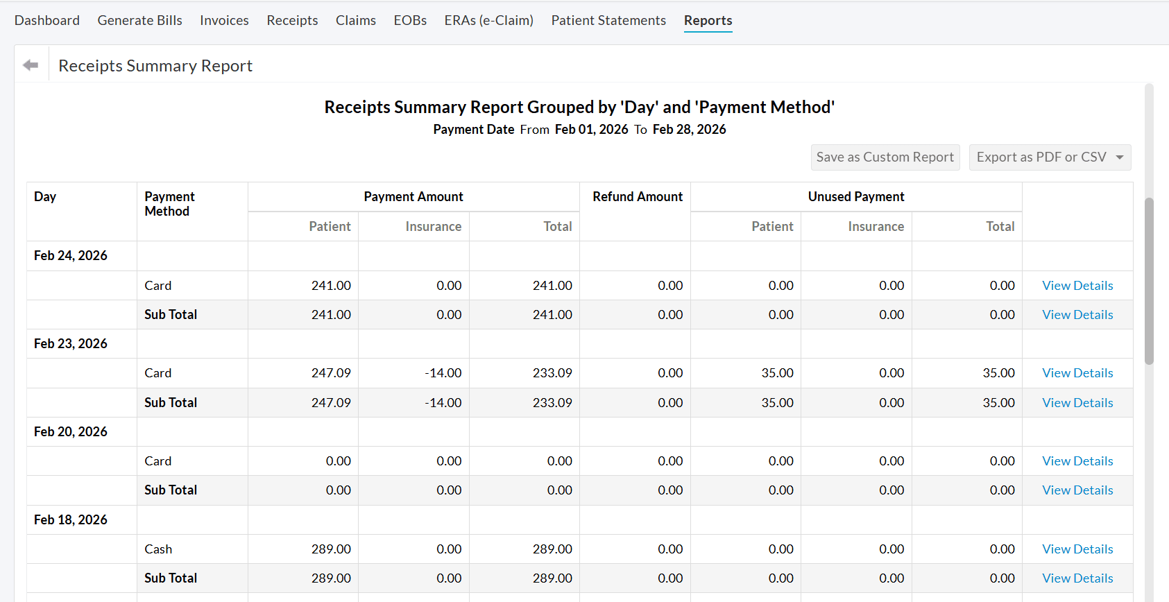 Group Report by Day and Payment Method Group Report by Day and Payment Method