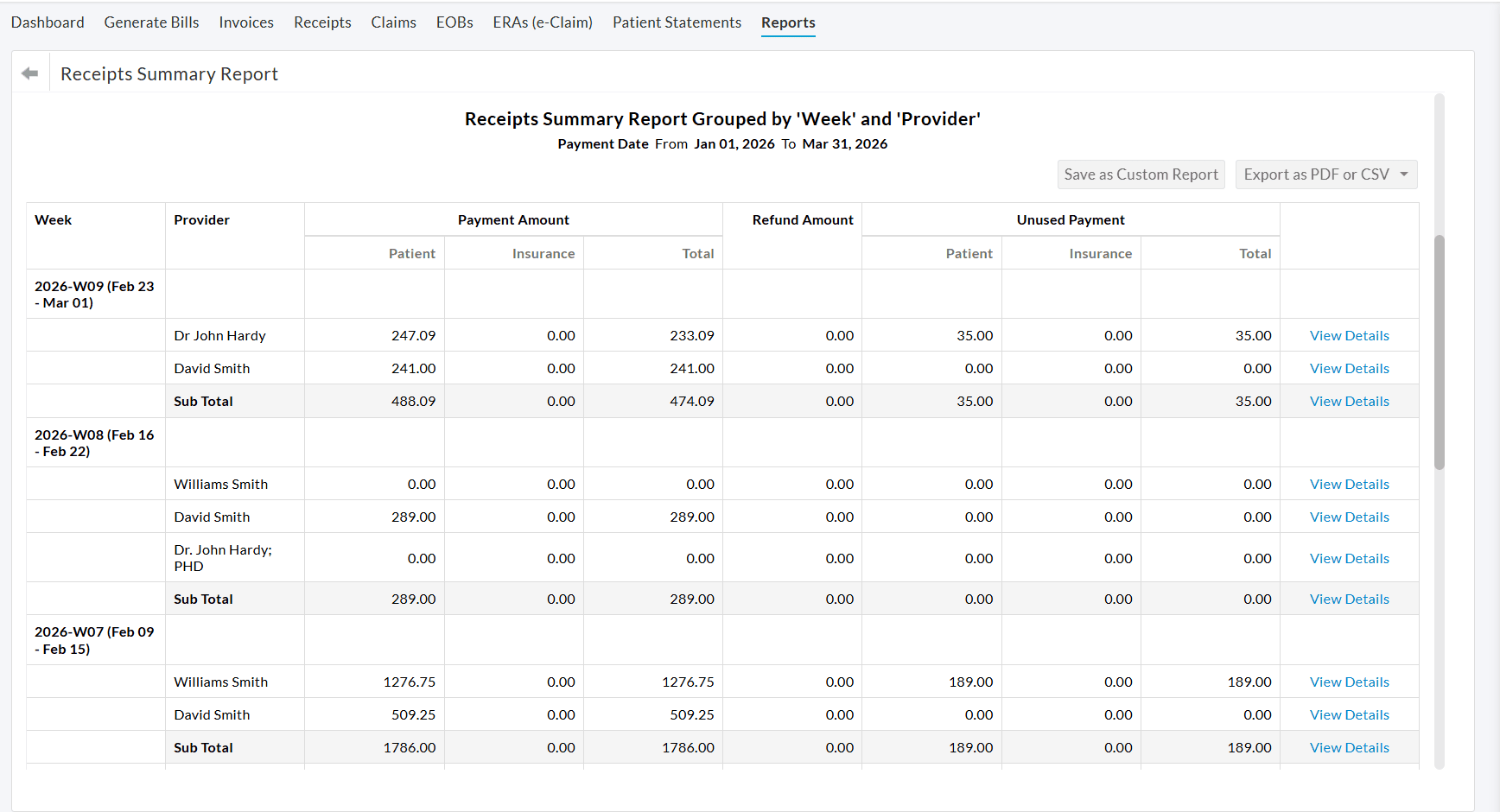 Group Report by Week and Provider Group Report by Week and Provider