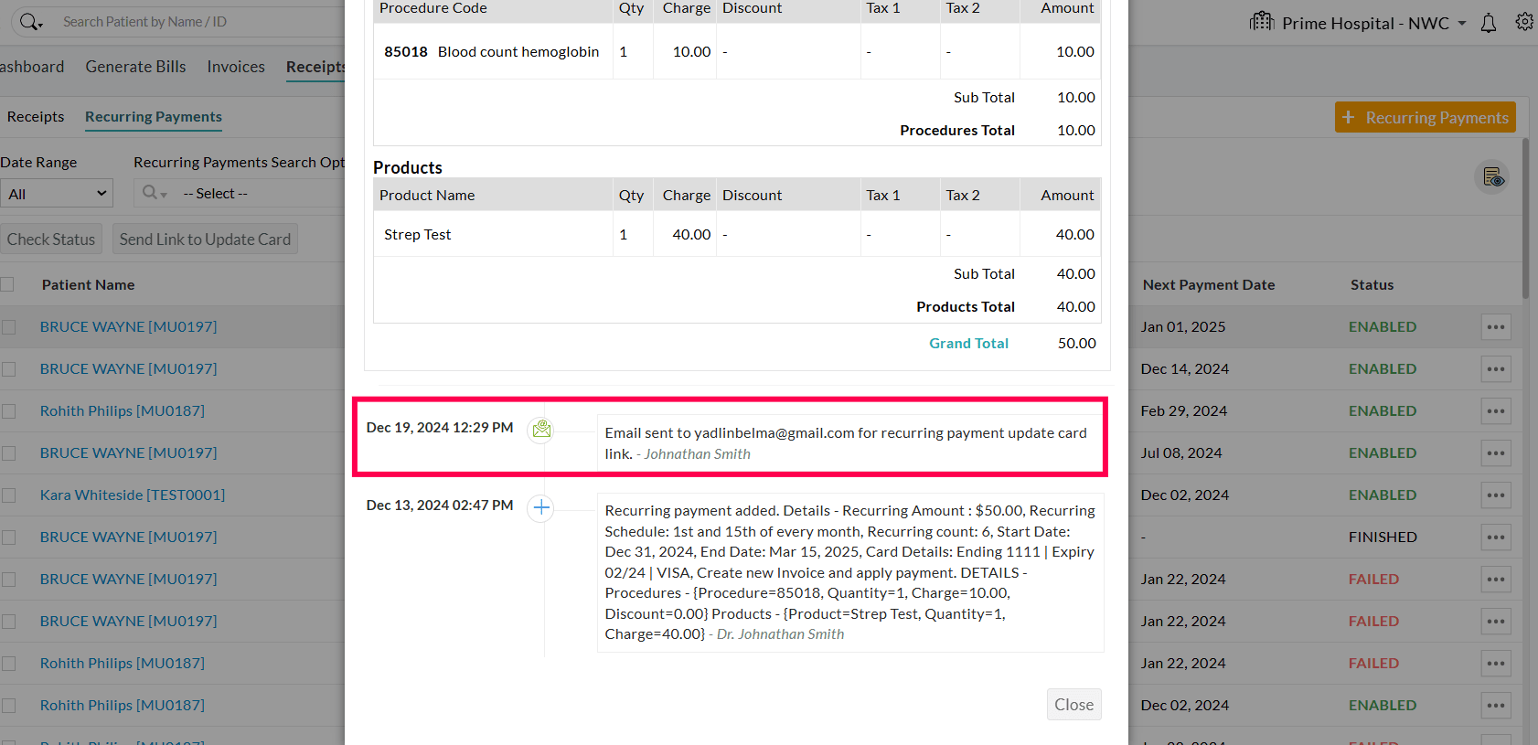 Recurring Payment Activity