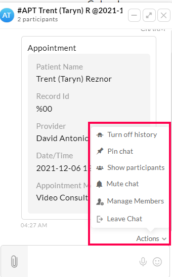 In Group Chat Actions In Group Chat Actions