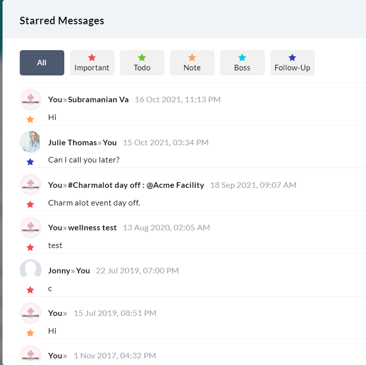 Starred Messages Starred Messages