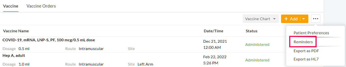 Add Reminders Option