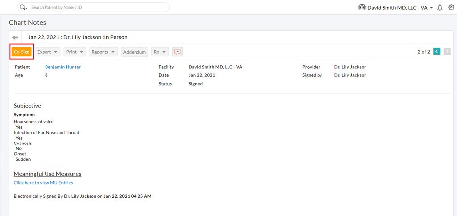 Co-Sign Invdividual Chart