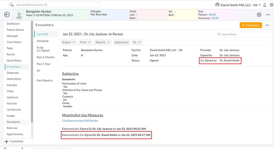 Co-Signed Chart Note