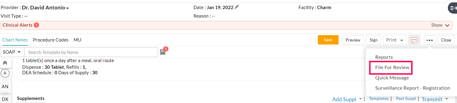 File For Review Option