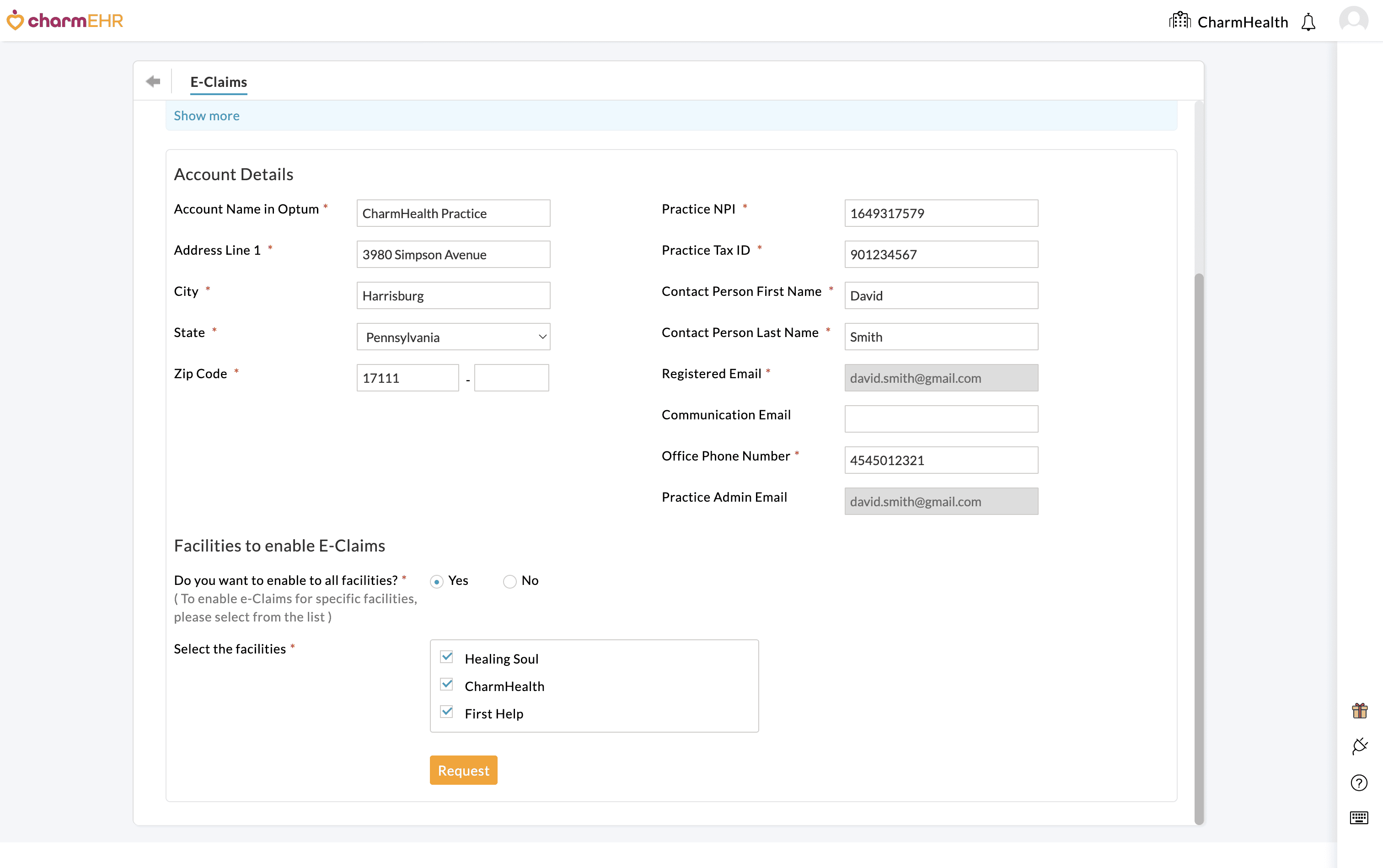 E-Claims Request Form
