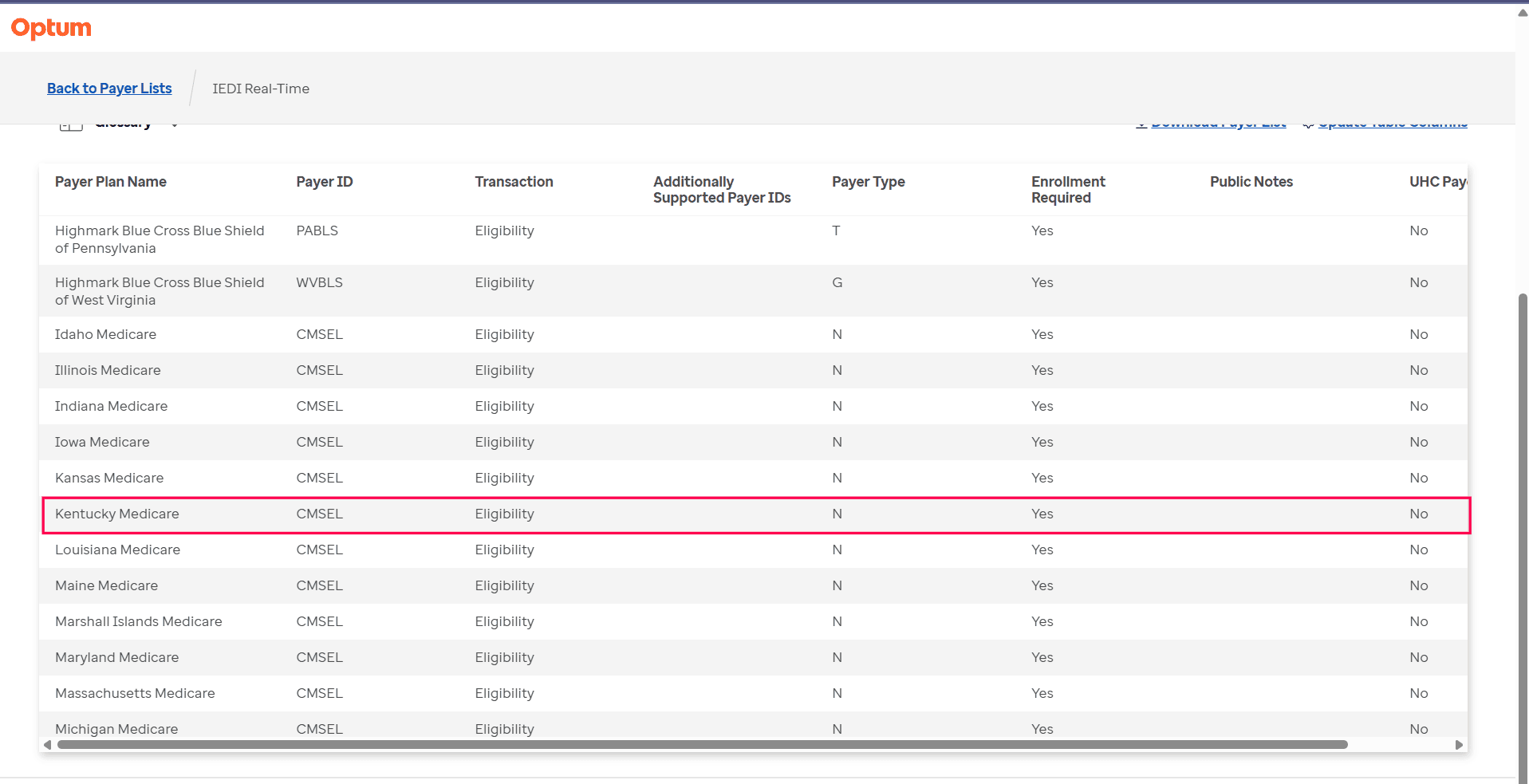 Eligibiilty Enquiry for Optum
