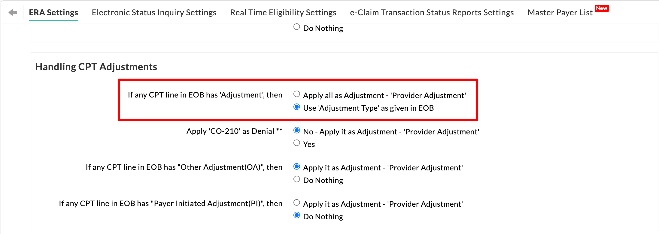 Procider Adjustment Procider Adjustment