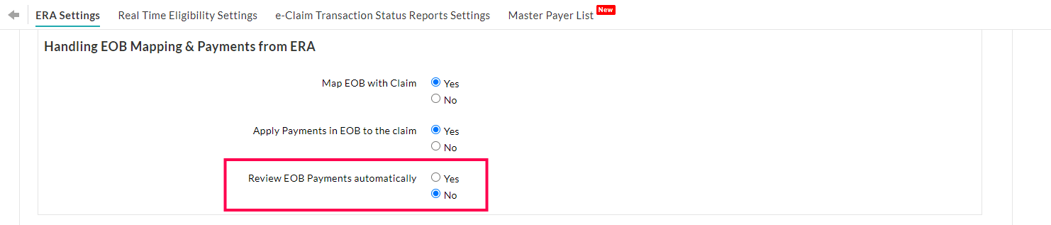 Review EOB Payments automatically Review EOB Payments automatically