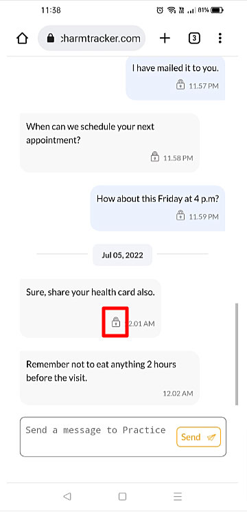 Secured Text Message Lock Indicates Secured Text Message Lock Indicates