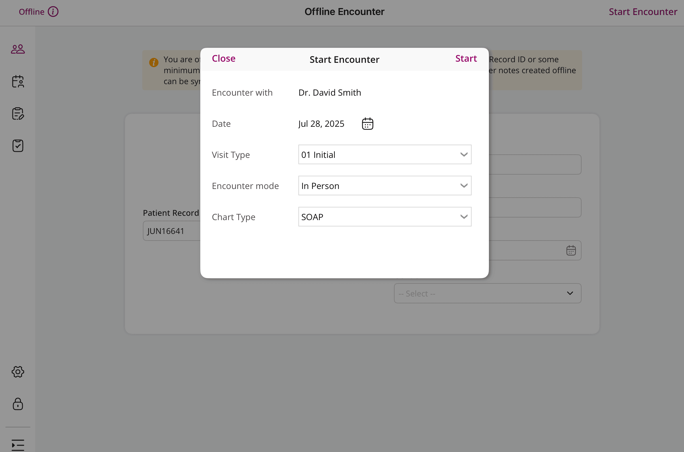 Start Offiline Encounter