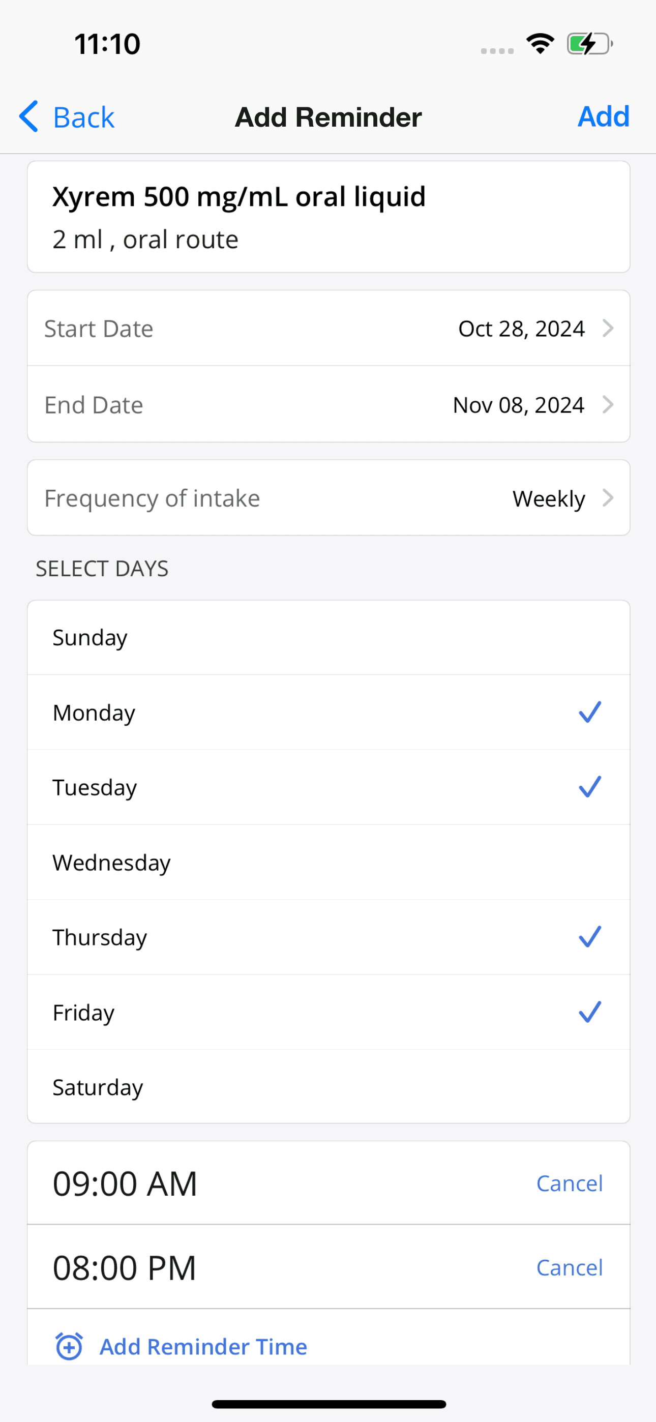 Add Reminder Add Reminder