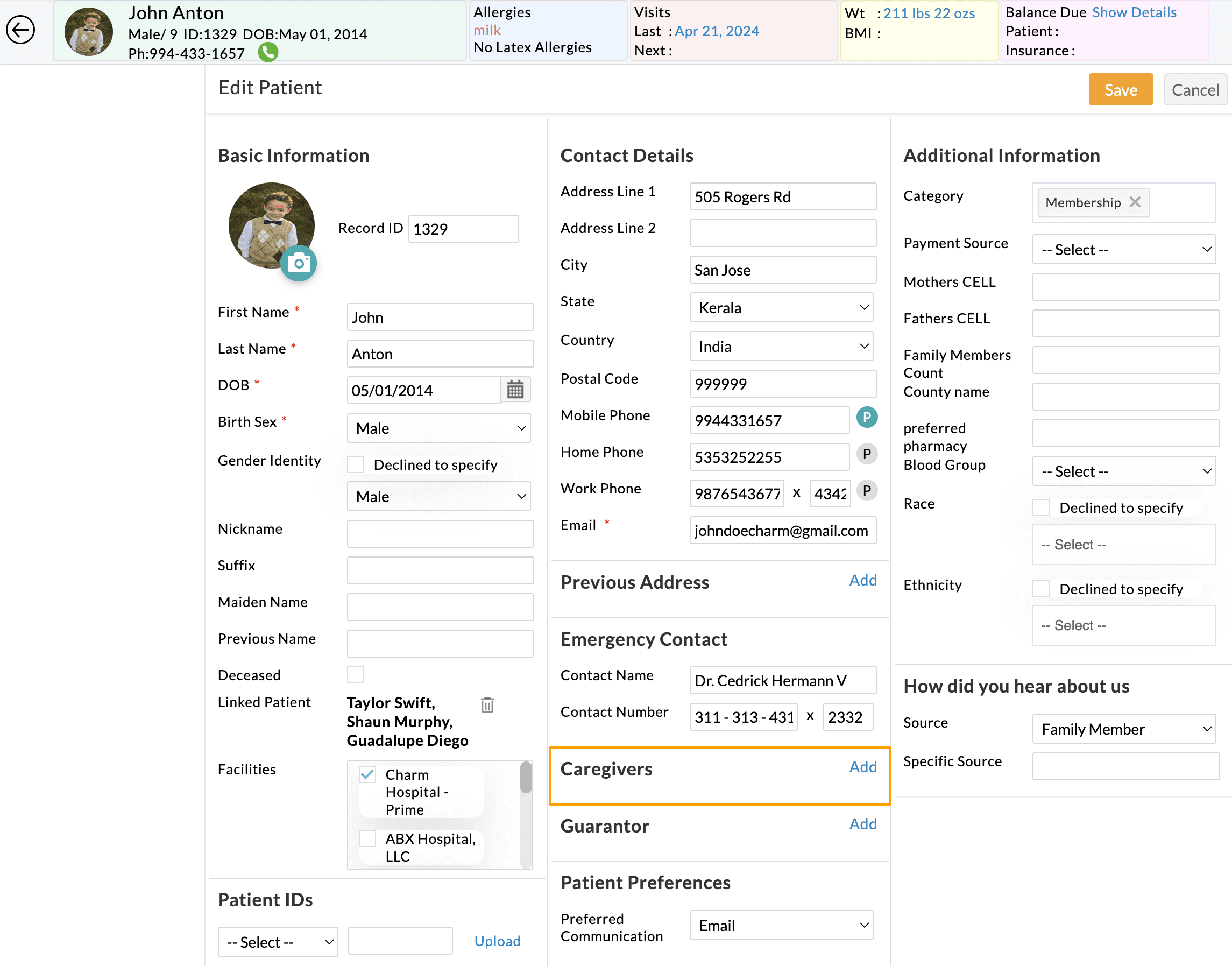 Caregivers add Option
