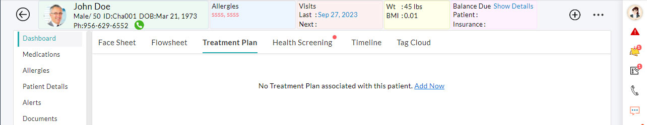 Treatment Plan Add Now Option