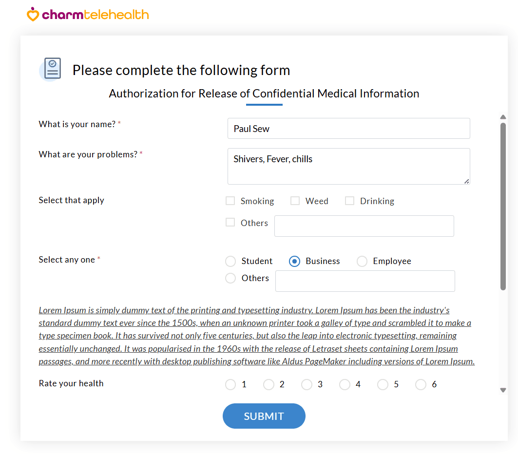 Consent form for TeleHealth Consent form for TeleHealth